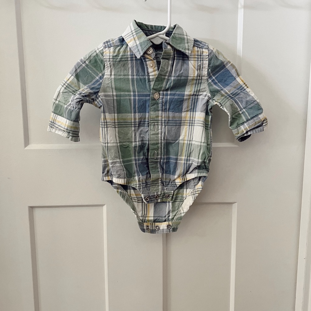 OshKosh B'gosh Blue and Green Plaid Bodysuit